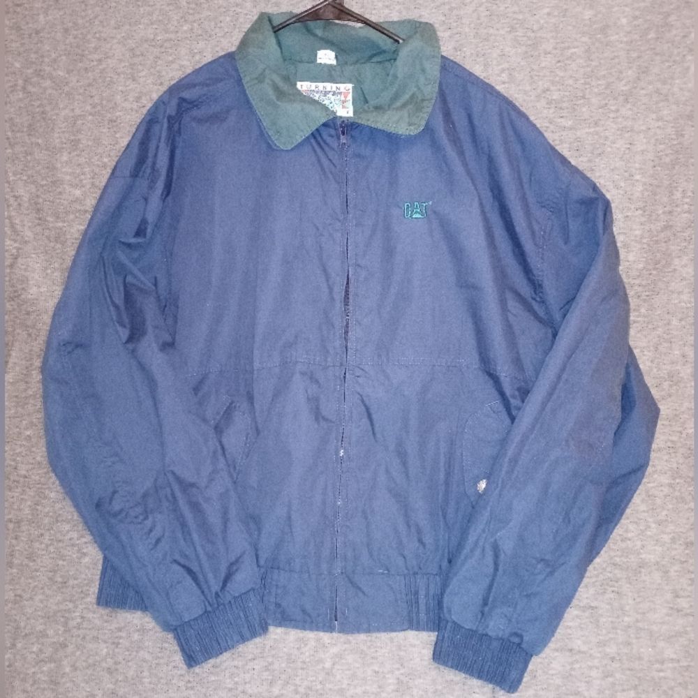 Vintage Men’s Tonkin Licensed CATerpillar Bomber Jacket sz XL blue/green